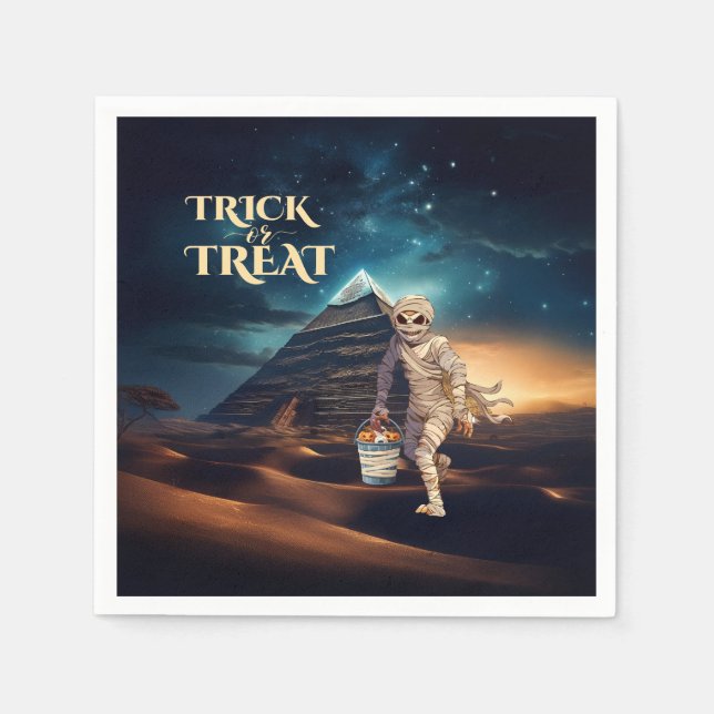 Servilleta De Papel Halloween Truco o Trato Momia  (Anverso)