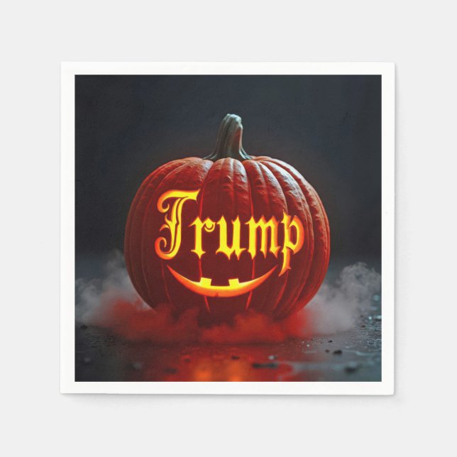 Servilleta De Papel Halloween Trump Jack-o-lantern en bruma (Anverso)