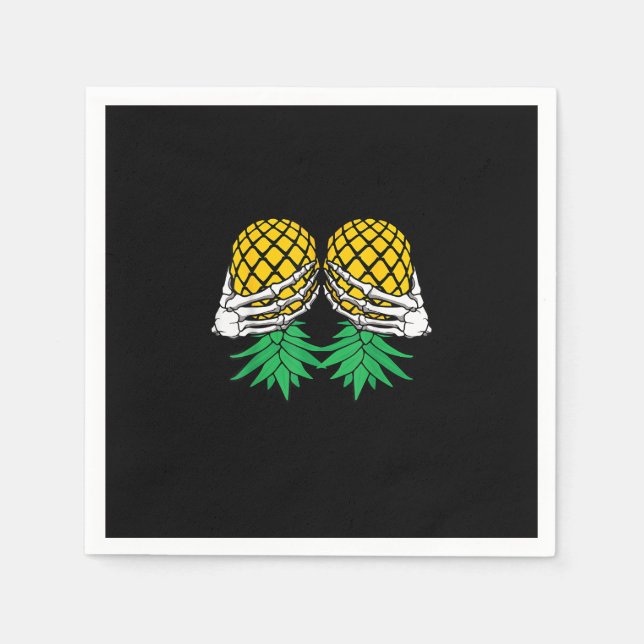 Servilleta De Papel Halloween Upside Down Pineapple Swinger Skeleton H (Anverso)