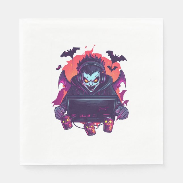 Servilleta De Papel Halloween Vampire Gamer (Anverso)