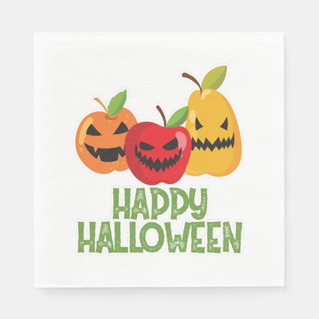 Servilleta De Papel Halloween Vegan Happy Halloween Calabaza Vegetaria (Anverso)