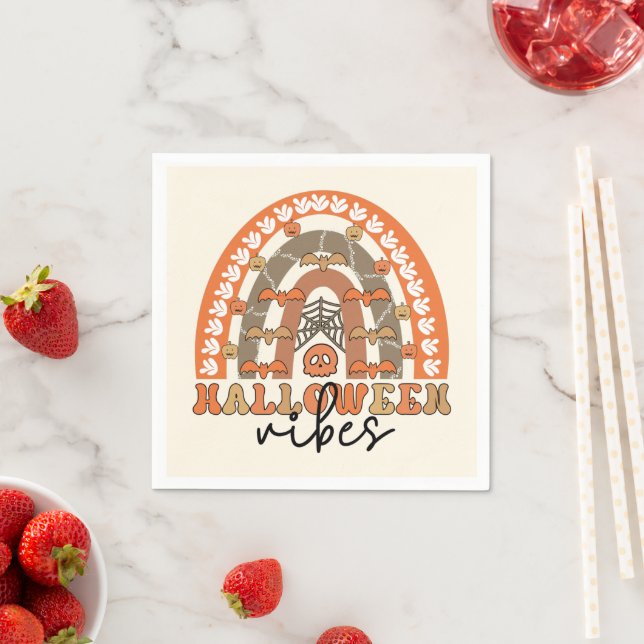 Servilleta De Papel Halloween Vibes Boho Rainbow Fall Halloween (In situ)