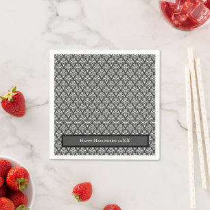 Servilleta De Papel Halloween Vintage Victoriano Damask Blanco sobre N