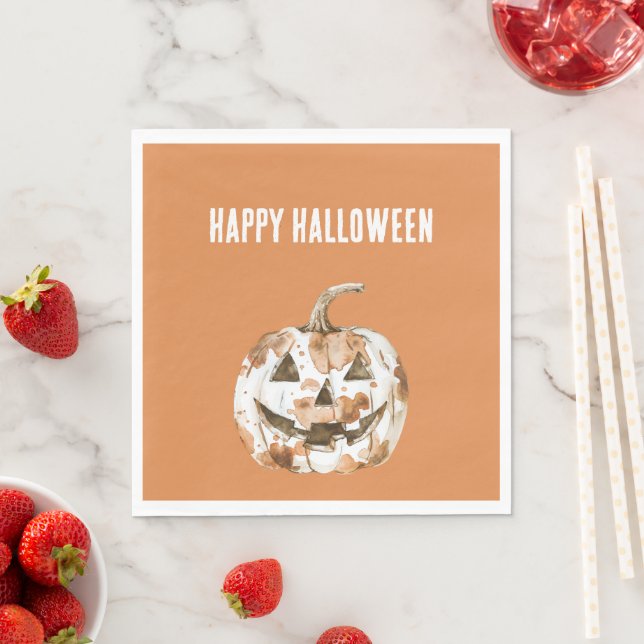 Servilleta De Papel Halloween Western Cowgirl Cowboy Orange Pumpkin (In situ)