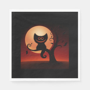 Servilleta De Papel Halloween White Standard Lunchek Napkin/Cat