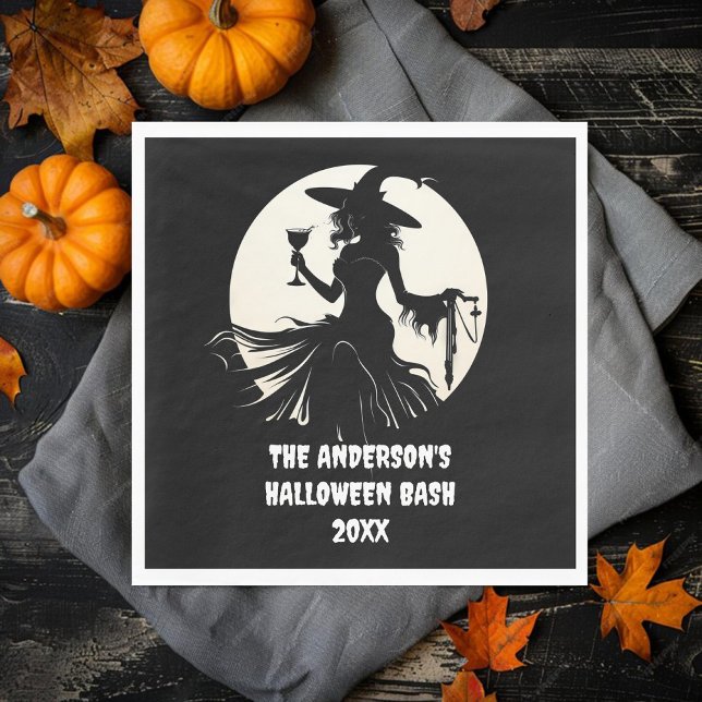 Servilleta De Papel Halloween Witch Bebe Wine Family Name Personalizad (Subido por el creador)