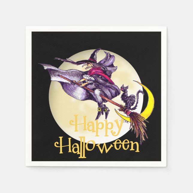 Servilleta De Papel Halloween Witch personalizado papel servilleta (Anverso)