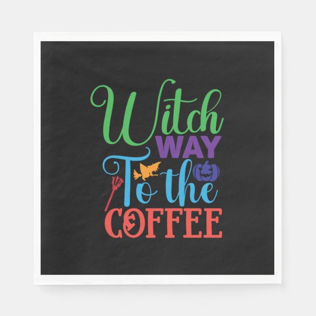 Servilleta De Papel Halloween Witch Way To the Coffee (Anverso)