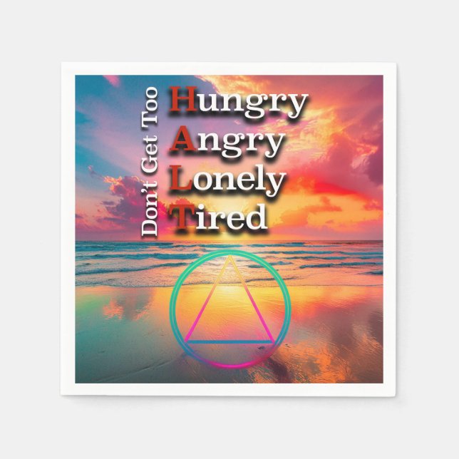 Servilleta De Papel HALT Recovery Slogan Sunrise (Anverso)