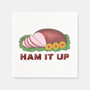 Servilleta De Papel HAM IT UP Holiday Hams Navidades Cena Napkins