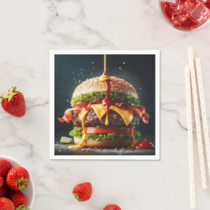 Servilleta De Papel Hamburguesa con salsa salpicada