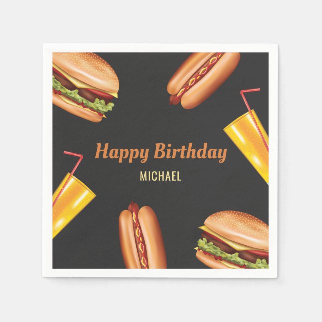 Servilleta De Papel Hamburguesa Perro Caliente Parrilla Barbacoa Comid (Anverso)