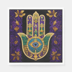 Servilleta De Papel Hamsa del Tercer Ojo Dorado Ornamentado