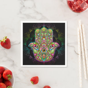 Servilleta De Papel Hamsa Fatma Hand Psychedelic Art