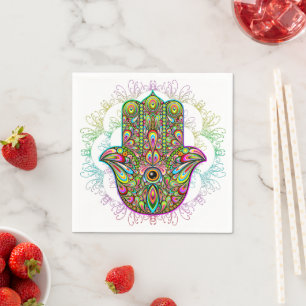 Servilleta De Papel Hamsa Fatma Hand Psychedelic Art