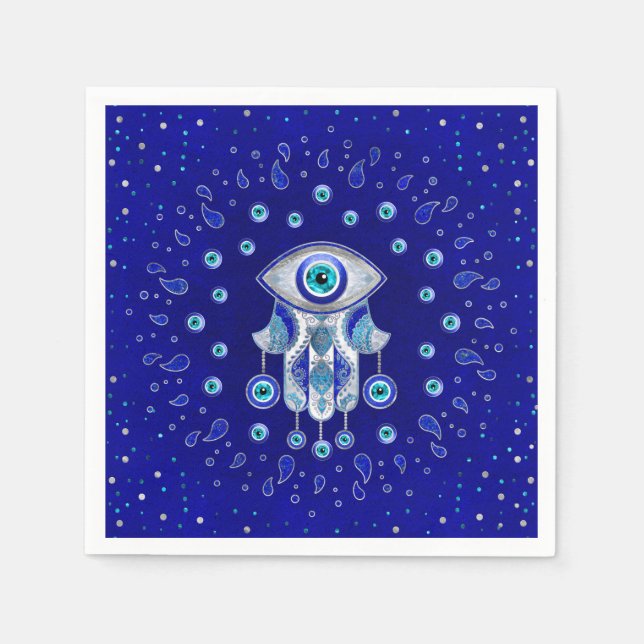Servilleta De Papel Hamsa Hand-Evil Eye Amulet (Anverso)