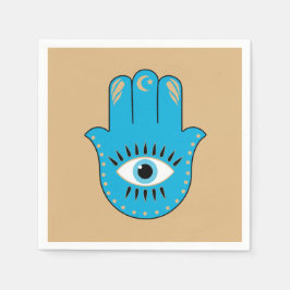 Servilleta De Papel Hamsa Hand Greek Evil Eye Blue