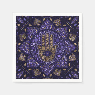Servilleta De Papel Hamsa Mano-Mano de Fatima en Lotus mandala