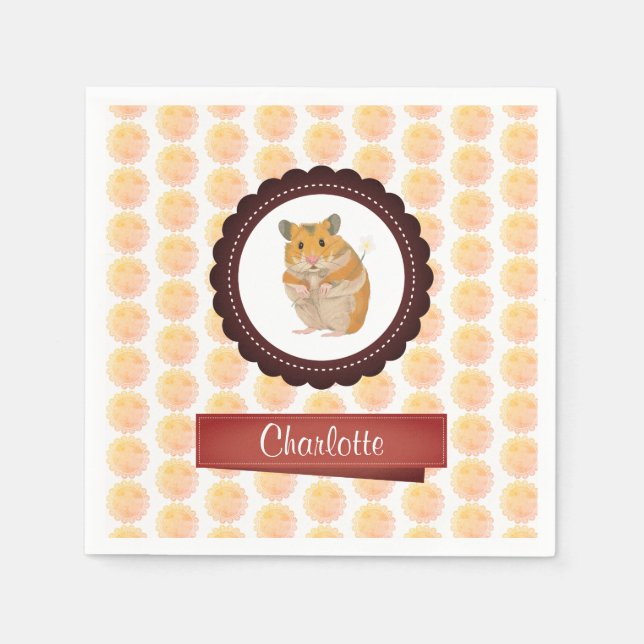 Servilleta De Papel Hamster de Chicas rojos y rosados (Anverso)