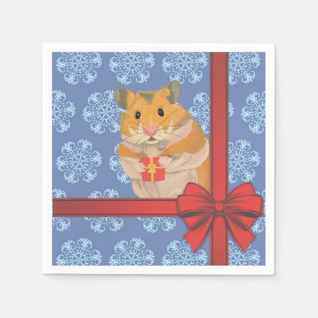 Servilleta De Papel Hamster de Navidades de copas de nieve (Anverso)