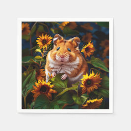 Servilleta De Papel Hamster entre girasoles