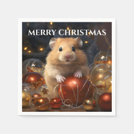 Servilleta De Papel Hamster y Navidades Bauble