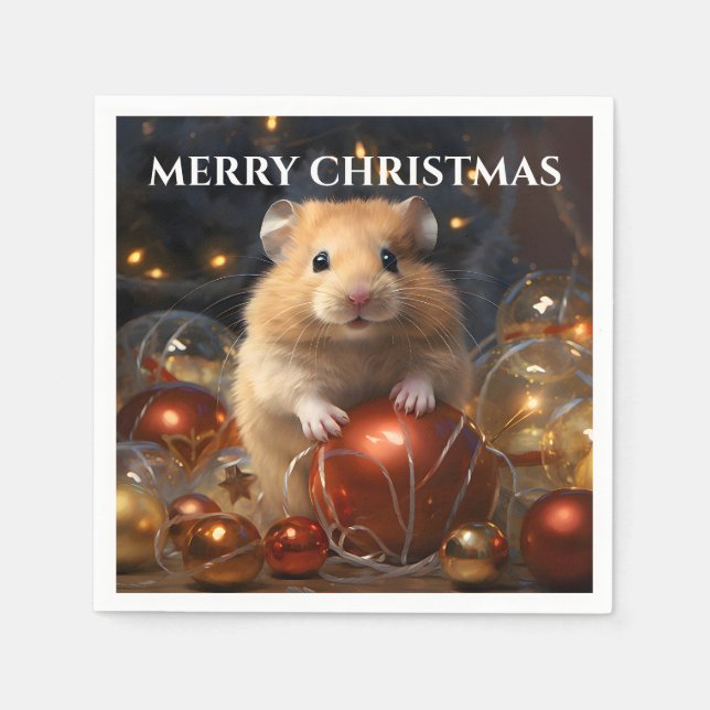 Servilleta De Papel Hamster y Navidades Bauble (Anverso)