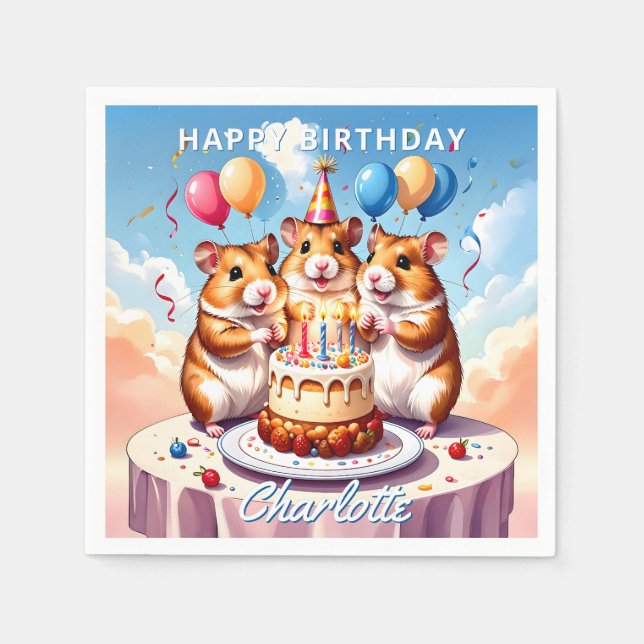 Servilleta De Papel Hamsters Birthday Party (Anverso)