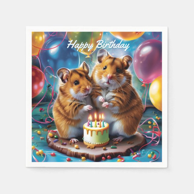 Servilleta De Papel Hamsters Birthday Party (Anverso)
