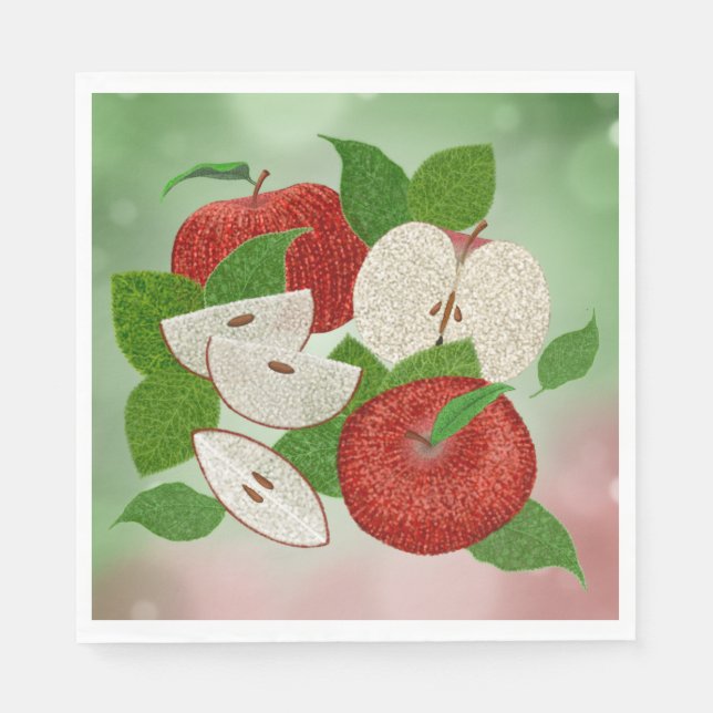 Servilleta De Papel Hand-Drawn Apple Napkins – Rustic Charm Tableware (Anverso)