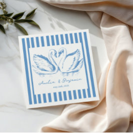 Servilleta De Papel hand drawn Blue Couple Swan Whimsical Wedding