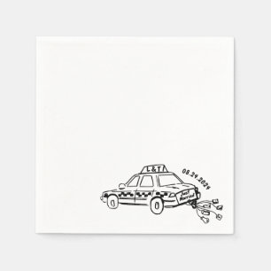 Servilleta De Papel Hand Drawn Boda de cócteles de taxi recién casado