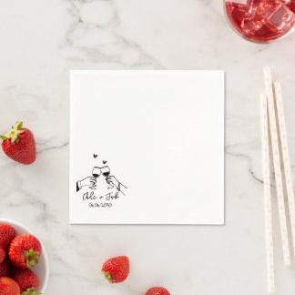 Servilleta De Papel Hand Drawn Champagne Glass Wedding Napkins