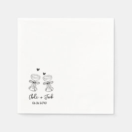 Servilleta De Papel Hand Drawn Champagne Glass Wedding Napkins