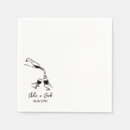 Servilleta De Papel Hand Drawn Champagne Tower Glass Wedding Napkins