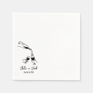 Servilleta De Papel Hand Drawn Champagne Tower Glass Wedding Napkins