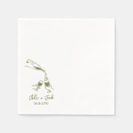 Servilleta De Papel Hand Drawn Champagne Tower Glass Wedding Napkins