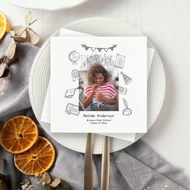 Servilleta De Papel Hand Drawn Chic Arch Photo Graduate Party (Subido por el creador)