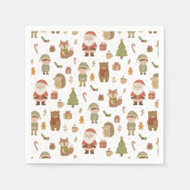 Servilleta De Papel Hand Drawn Christmas Woodland Napkins
