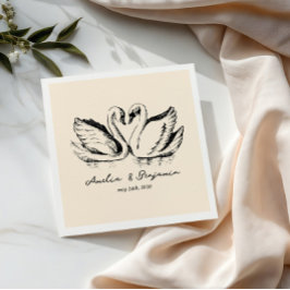 Servilleta De Papel hand drawn Couple Swan Whimsical Wedding