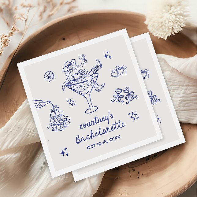 Servilleta De Papel Hand Drawn Cowgirl Bachelorette Weekend (Subido por el creador)