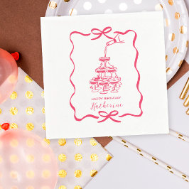 Servilleta De Papel Hand Drawn Doodles Champagne Tower Birthday Party