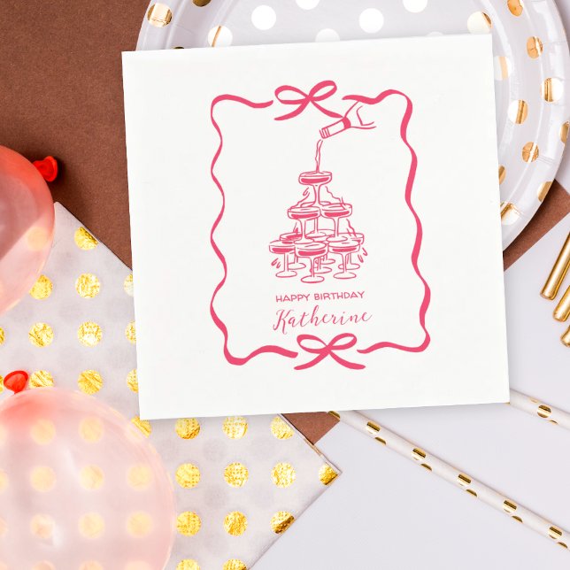 Servilleta De Papel Hand Drawn Doodles Champagne Tower Birthday Party (Subido por el creador)
