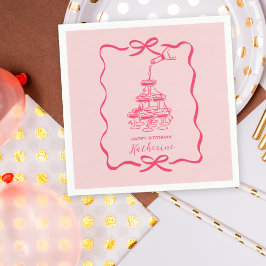 Servilleta De Papel Hand Drawn Doodles Pink Champagne Tower Birthday
