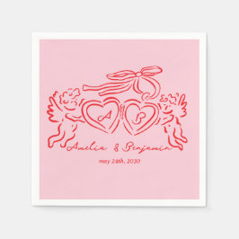 Servilleta De Papel hand drawn heart couple whimsical wedding