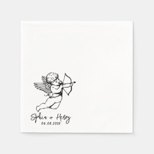 Servilleta De Papel Hand Drawn Moderno cherub Cocktail Boda Napkin