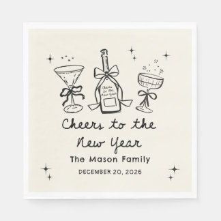 Servilleta De Papel Hand Drawn New Year's Eve Party Napkins