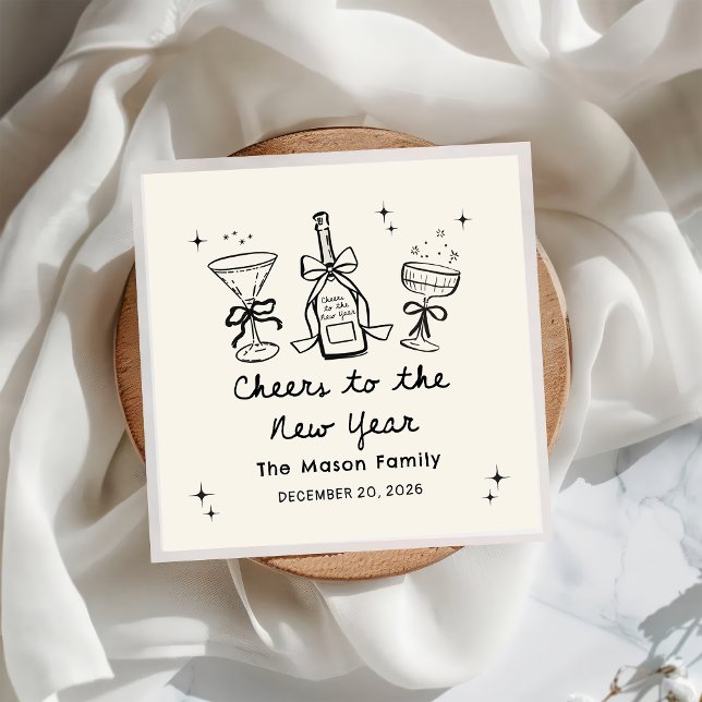 Servilleta De Papel Hand Drawn New Year's Eve Party Napkins (Subido por el creador)