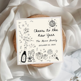 Servilleta De Papel Hand Drawn New Year's Eve Party Napkins 
