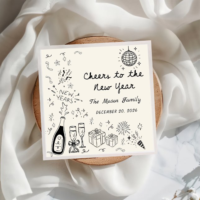 Servilleta De Papel Hand Drawn New Year's Eve Party Napkins  (Subido por el creador)